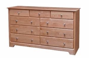 Pine – Alder 9 drawer dresser with clear finish