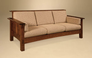 Arts and Crafts style wood frame sofa