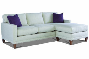 Box arm sofa with floating chaise ottoman