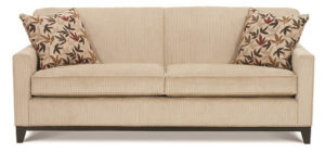 Sofa with box arm and wood trim base