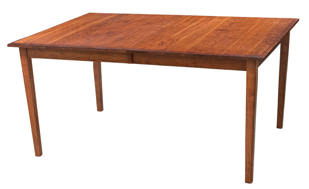 Solid cherry 42" x 60" corner shaker leg table with one 18" leaf.